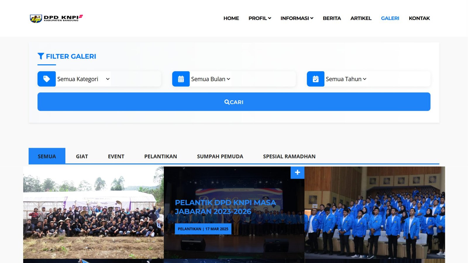 Sistem Informasi Organisasi — KNPI Kabupaten Bandung